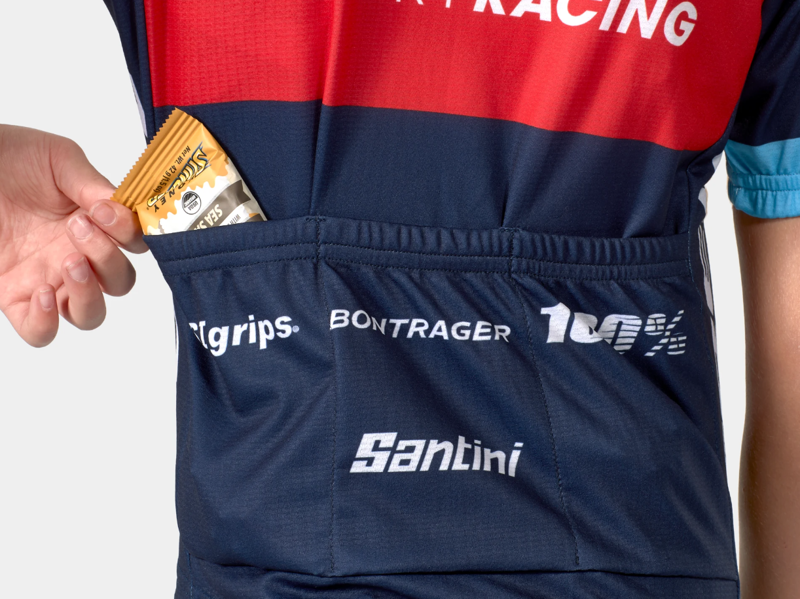 Trek Santini Factory Racing XC Team Replica Kids' Cycling Short Sleeve Jersey in Blue/Azure-2